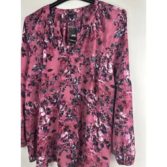 NWT Torrid Georgette Puff Sleeve Peasant Blouse Long Sleeve V-Neck Plus Size 3X - Picture 5 of 10